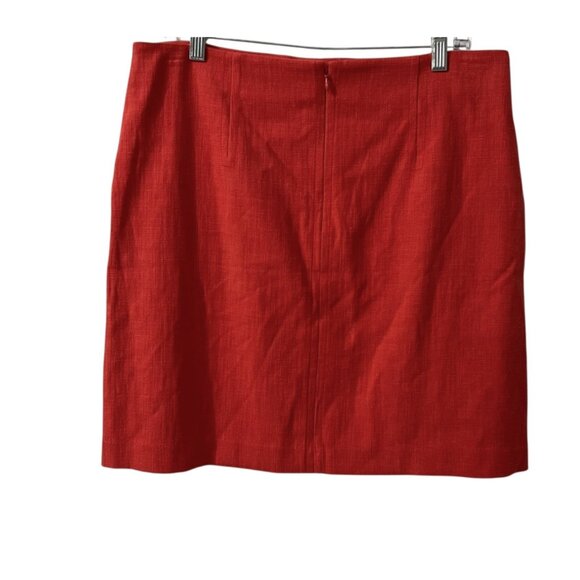 Loft Linen Textured Orange Red Cotton Shirt t With Front Pockets Size 12 - Picture 2 of 7